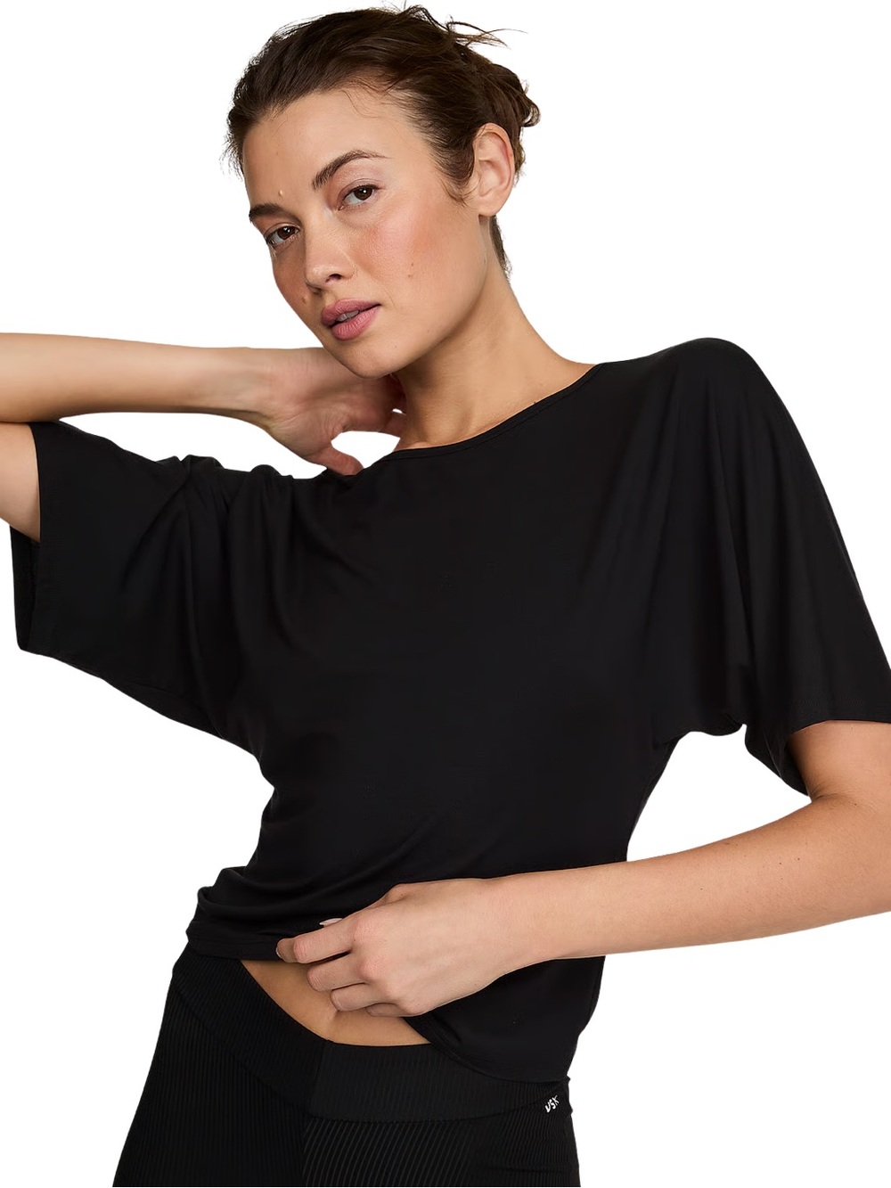 Victoria’s Secret M Black VSX Drapey Knit Side Ruched Tee